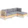 Set mobilier grădină cu perne, 4 piese, gri, lemn de pin GartenMobel Dekor