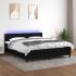 Pat cu arcuri, saltea și LED, negru, 120x190 cm, textil GartenMobel Dekor
