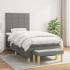 Pat box spring cu saltea, gri deschis, 90x190 cm, textil GartenMobel Dekor