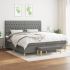 Pat box spring cu saltea, gri deschis, 200x200 cm, textil GartenMobel Dekor