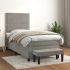 Pat box spring cu saltea, gri deschis, 140x190 cm, catifea GartenMobel Dekor