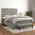Pat box spring cu saltea, gri deschis, 140x190 cm, catifea GartenMobel Dekor