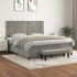Pat box spring cu saltea, gri deschis, 140x190 cm, catifea GartenMobel Dekor