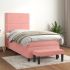 Pat box spring cu saltea, roz, 120x200 cm, catifea GartenMobel Dekor