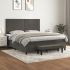 Pat box spring cu saltea, gri închis, 200x200 cm, catifea GartenMobel Dekor