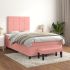Pat box spring cu saltea, roz, 120x200 cm, catifea GartenMobel Dekor