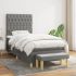 Pat box spring cu saltea, gri deschis, 90x190 cm, textil GartenMobel Dekor