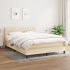 Pat box spring cu saltea, crem, 140x200 cm, textil GartenMobel Dekor