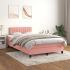 Pat box spring cu saltea, roz, 100x200 cm, catifea GartenMobel Dekor