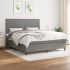 Pat box spring cu saltea, maro închis, 160x200 cm, textil GartenMobel Dekor