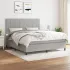 Pat box spring cu saltea, gri deschis, 90x200 cm, textil GartenMobel Dekor
