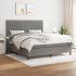 Pat box spring cu saltea, gri închis, 80x200 cm, textil GartenMobel Dekor