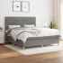 Pat box spring cu saltea, gri închis, 140x190 cm, textil GartenMobel Dekor