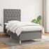 Pat box spring cu saltea, gri închis, 140x190 cm, textil GartenMobel Dekor
