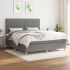 Pat box spring cu saltea, gri închis, 140x190 cm, textil GartenMobel Dekor
