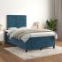Pat box spring cu saltea, albastru închis, 160x200 cm, catifea GartenMobel Dekor