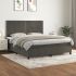 Pat box spring cu saltea, gri închis, 160x200 cm, catifea GartenMobel Dekor