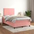 Pat box spring cu saltea, roz, 100x200 cm, catifea GartenMobel Dekor