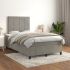 Pat box spring cu saltea, gri deschis, 200x200 cm, catifea GartenMobel Dekor