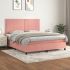 Pat box spring cu saltea, roz, 100x200 cm, catifea GartenMobel Dekor