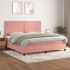 Pat box spring cu saltea, roz, 100x200 cm, catifea GartenMobel Dekor
