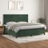 Pat box spring cu saltea, verde închis, 100x200 cm, catifea GartenMobel Dekor
