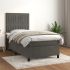 Pat box spring cu saltea, gri deschis, 90x200 cm, catifea GartenMobel Dekor