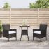 Set bistro de grădină cu perne, 5 piese, negru, poliratan GartenMobel Dekor