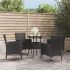 Set bistro de grădină cu perne, 5 piese, negru, poliratan GartenMobel Dekor