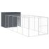 Cușcă de câine cu țarc antracit 214x457x181 cm oțel galvanizat GartenMobel Dekor