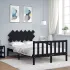 Cadru de pat cu tăblie Small Single, negru, lemn masiv GartenMobel Dekor