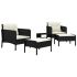 Set șezlonguri de grădină, 5 piese, cu perne, negru, poliratan GartenMobel Dekor