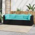 Set mobilier de grădină cu perne, 3 piese, negru, poliratan GartenMobel Dekor
