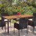 Masă de grădină cu blat din lemn, negru 150x90x75 cm poliratan GartenMobel Dekor