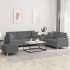 Set de canapele cu perne, 3 piese, gri închis, textil GartenMobel Dekor
