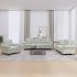 Set de canapele, 3 piese, cu perne, gri deschis, catifea GartenMobel Dekor