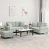 Set de canapele, 3 piese, cu perne, gri deschis, catifea GartenMobel Dekor