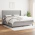 Pat box spring cu saltea, gri închis, 200x200 cm, textil GartenMobel Dekor