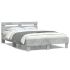 Cadru de pat cu tăblie gri beton 160x200 cm lemn prelucrat GartenMobel Dekor