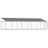 Cușcă câini cu acoperiș și uși, gri, 4x2x2 m, oțel galvanizat GartenMobel Dekor