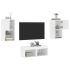 Comode TV de perete cu lumini LED, 4 piese, alb GartenMobel Dekor
