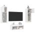 Comode TV de perete cu lumini LED, 4 piese, alb GartenMobel Dekor