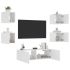 Comode TV de perete cu lumini LED, 5 piese, alb GartenMobel Dekor