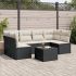 Set canapele de grădină cu perne, 7 piese, negru, poliratan GartenMobel Dekor