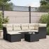 Set canapele de grădină cu perne, 7 piese, negru, poliratan GartenMobel Dekor