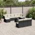 Set canapele de grădină cu perne, 11 piese, negru, poliratan GartenMobel Dekor