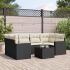 Set canapele de grădină cu perne, 7 piese, negru, poliratan GartenMobel Dekor