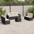 Set mobilier de grădină cu perne, 8 piese, negru, poliratan GartenMobel Dekor