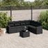 Set canapele de grădină cu perne, 7 piese, negru, poliratan GartenMobel Dekor