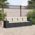 Set mobilier de grădină cu perne, 4 piese, negru, poliratan GartenMobel Dekor